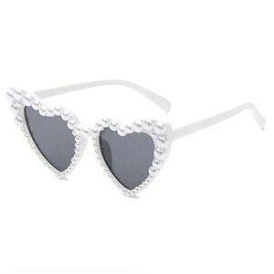 Pearl heart shaped sunglasses white bride bridal shower bachelorette party